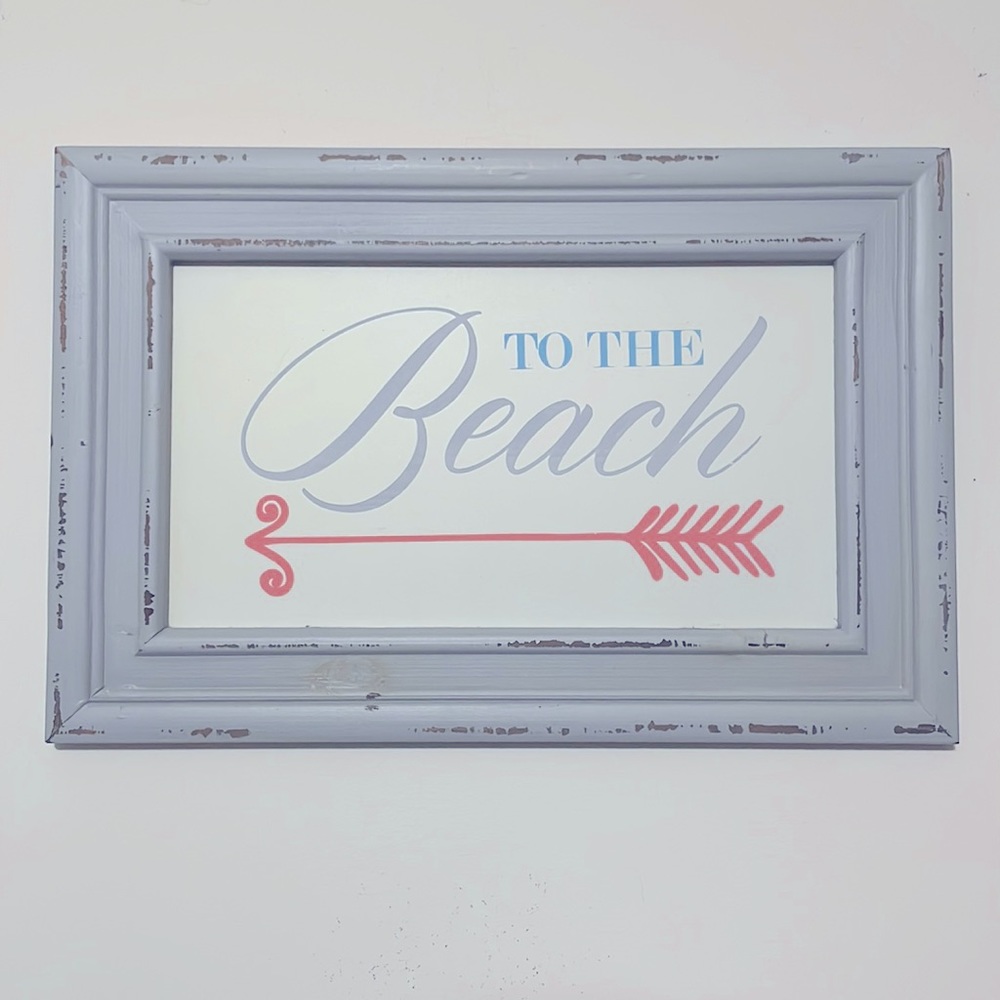 To the Beach wall hanging, wood framed.